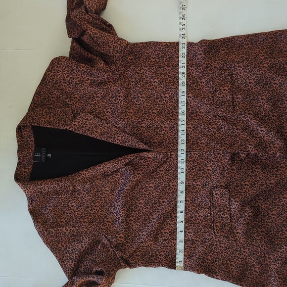 Bobeau Animal Leopard Print Open Front Cuffed Blazer Plus 2X Black Brown Cheetah - Picture 15 of 16